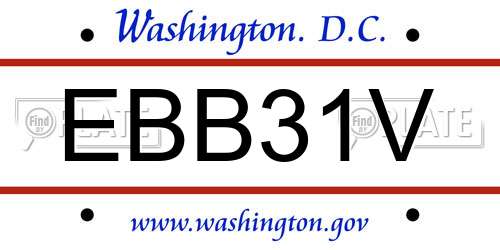 EBB31V District Of Columbia License Plate