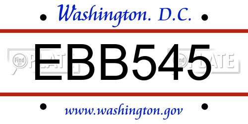 EBB545 District Of Columbia License Plate
