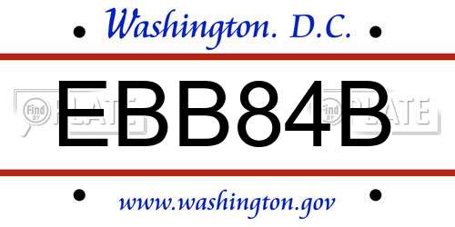 EBB84B District Of Columbia License Plate