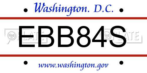 EBB84S District Of Columbia License Plate