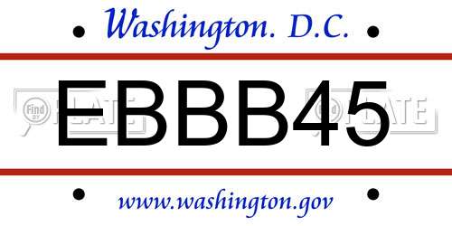 EBBB45 District Of Columbia License Plate