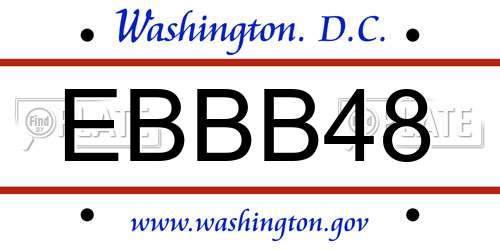 EBBB48 District Of Columbia License Plate