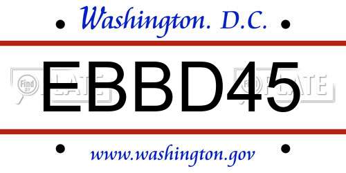 EBBD45 District Of Columbia License Plate