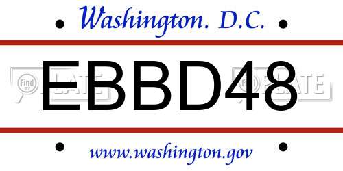 EBBD48 District Of Columbia License Plate