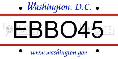 EBBO45 District Of Columbia License Plate