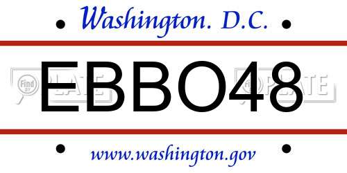 EBBO48 District Of Columbia License Plate
