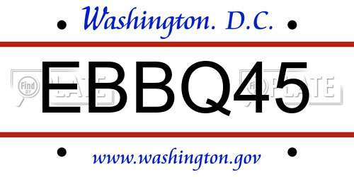EBBQ45 District Of Columbia License Plate