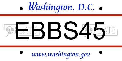 EBBS45 District Of Columbia License Plate