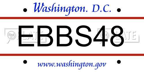 EBBS48 District Of Columbia License Plate