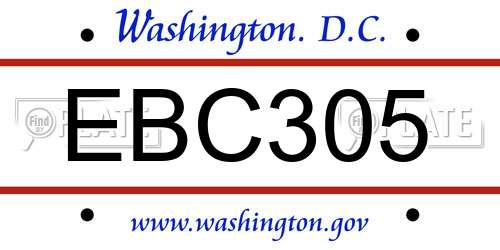 EBC305 District Of Columbia License Plate