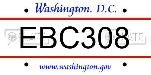 EBC308 District Of Columbia License Plate