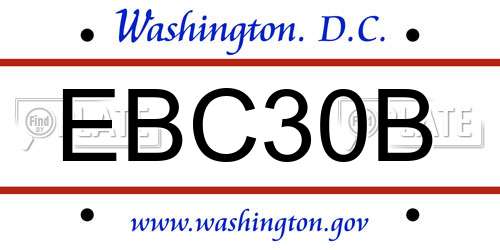 EBC30B District Of Columbia License Plate