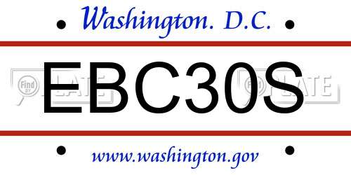 EBC30S District Of Columbia License Plate