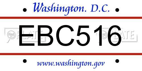 EBC516 District Of Columbia License Plate
