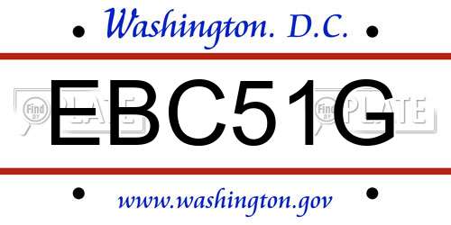 EBC51G District Of Columbia License Plate