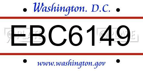EBC6149 District Of Columbia License Plate