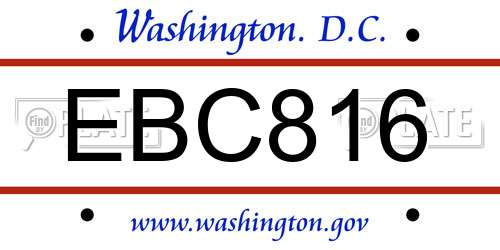 EBC816 District Of Columbia License Plate