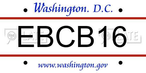 EBCB16 District Of Columbia License Plate
