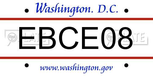 EBCE08 District Of Columbia License Plate