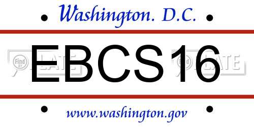 EBCS16 District Of Columbia License Plate