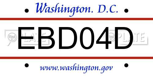 EBD04D District Of Columbia License Plate