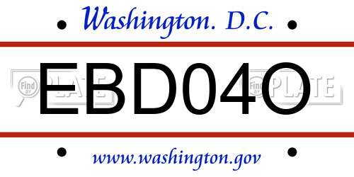 EBD04O District Of Columbia License Plate