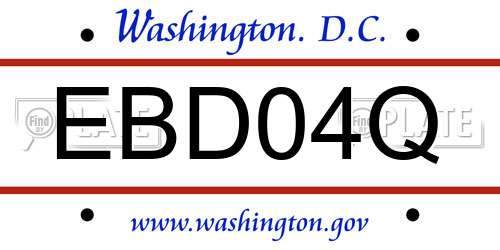 EBD04Q District Of Columbia License Plate
