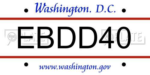EBDD40 District Of Columbia License Plate