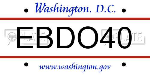 EBDO40 District Of Columbia License Plate