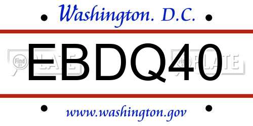 EBDQ40 District Of Columbia License Plate