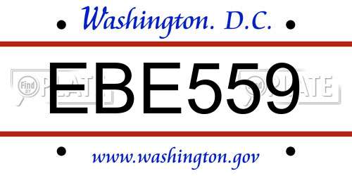 EBE559 District Of Columbia License Plate