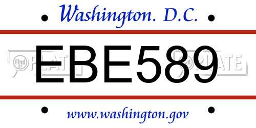EBE589 District Of Columbia License Plate