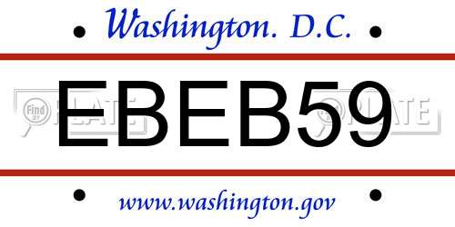 EBEB59 District Of Columbia License Plate
