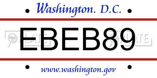 EBEB89 District Of Columbia License Plate
