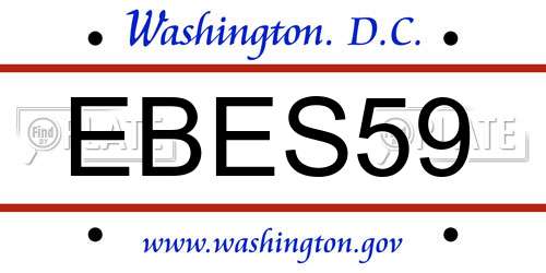 EBES59 District Of Columbia License Plate