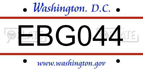 EBG044 District Of Columbia License Plate