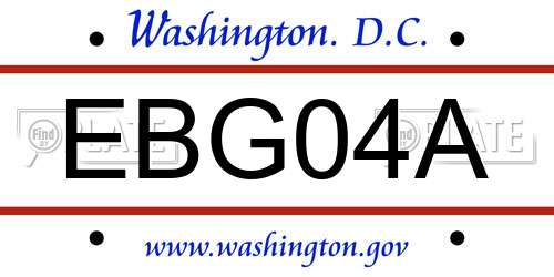 EBG04A District Of Columbia License Plate