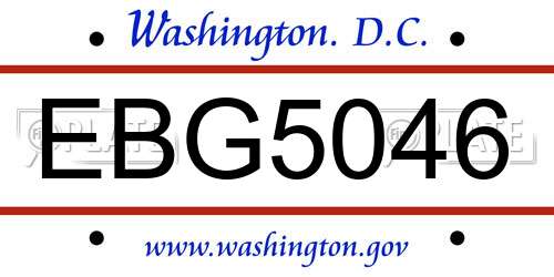EBG5046 District Of Columbia License Plate
