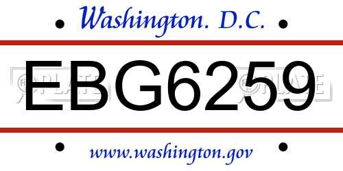 EBG6259 District Of Columbia License Plate