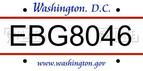 EBG8046 District Of Columbia License Plate