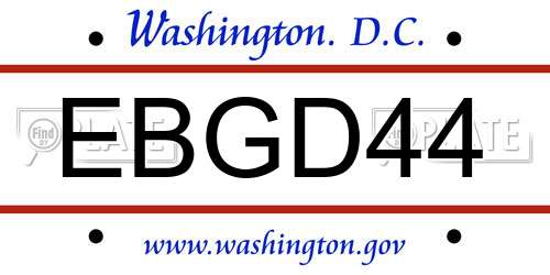EBGD44 District Of Columbia License Plate