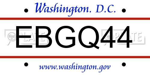 EBGQ44 District Of Columbia License Plate
