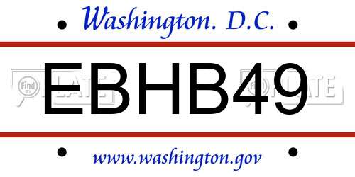 EBHB49 District Of Columbia License Plate