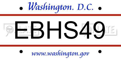 EBHS49 District Of Columbia License Plate