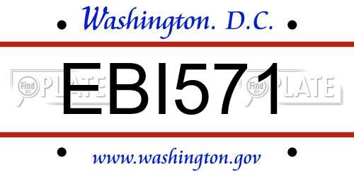 EBI571 District Of Columbia License Plate