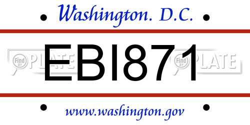 EBI871 District Of Columbia License Plate