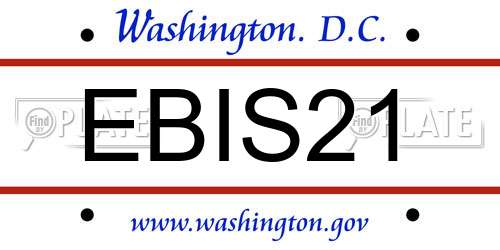 EBIS21 District Of Columbia License Plate