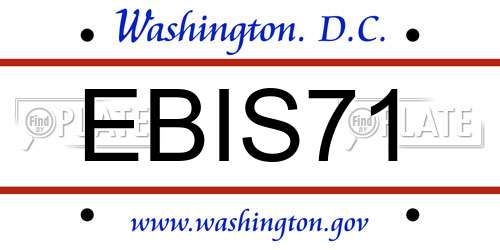 EBIS71 District Of Columbia License Plate