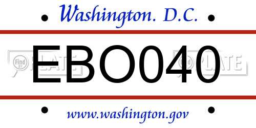 EBO040 District Of Columbia License Plate