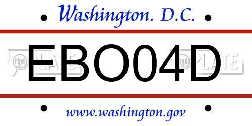 EBO04D District Of Columbia License Plate